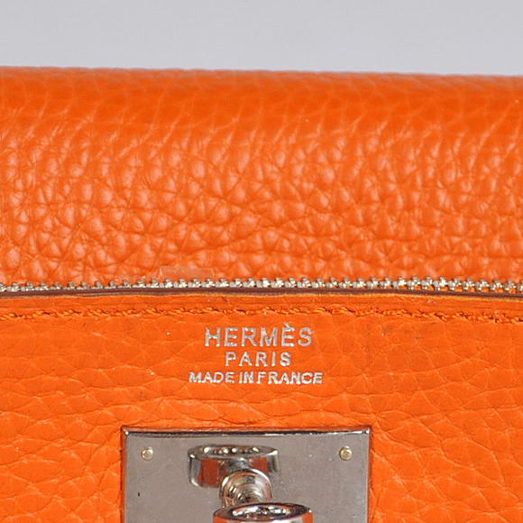 High Quality Hermes Kelly Wallet Togo Leather Bi-Fold Purse A708 Orange Fake - Click Image to Close